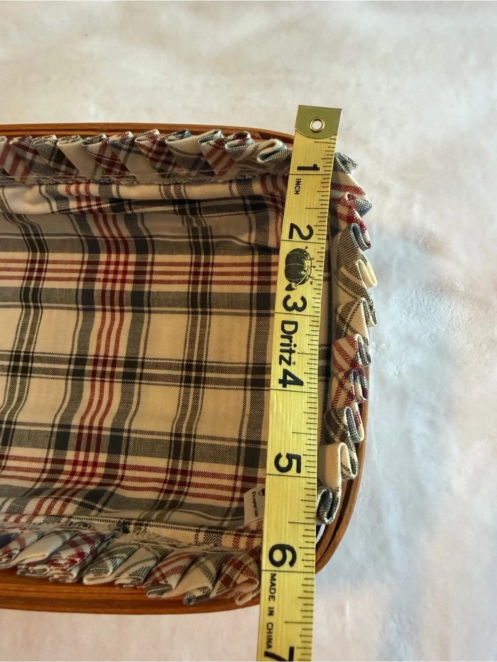 Longaberger bread basket with plaid liner